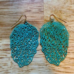 Sea green Painted Metal Statement Earrings
